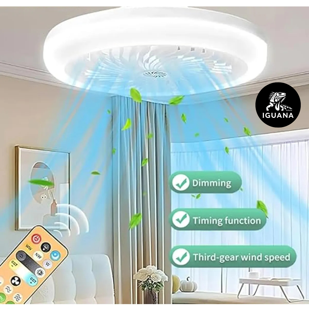 AirNova LED– Ventilador de Techo con Luz y Mando
