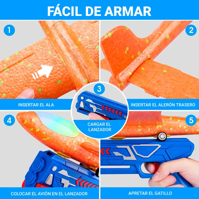 Pistola de Juguete Lanza Aviones con Luces ✈️